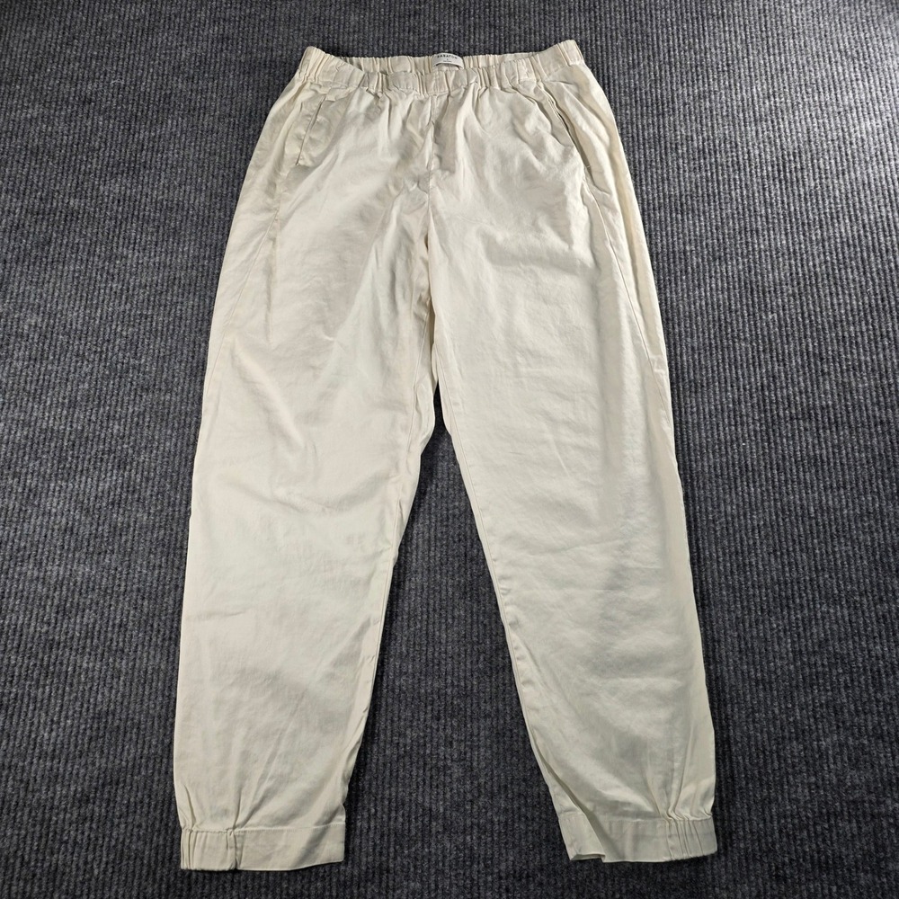 Babaton Womens Cream Elastic Waist Jogger Pants Tapered Trouser Off White Size L